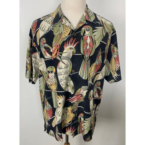 Tommy Bahama Other - VTG Men Tommy Bahama Hawaiian parrot bird floral all-over graphic silk shirt M